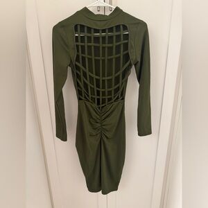 Olive Green Lattice Back Dress